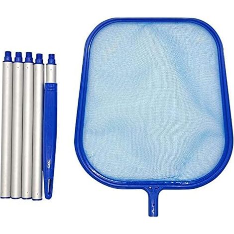 Skimmer de Piscine,Skimmer de Nettoyage de Piscine, écumeur de Filet à Main utilisé pour Nettoyer la Piscine, Bassin de Jardin, Jacuzzi avec 5 tiges en Aluminium (1/5)