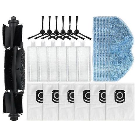Lot de 25 pièces pour aspirateur Tefal Rowenta X-Plorer Série 75S RR8577WH / 75S+ RG8597W : brosse, filtre, lingette et sac à poussière.
