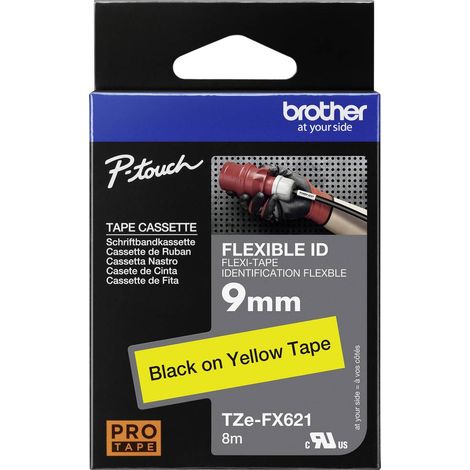 Brother TZe-FX TZe-FX621 Colore Nastro: Giallo Colore carattere:Nero 9 mm 8 m