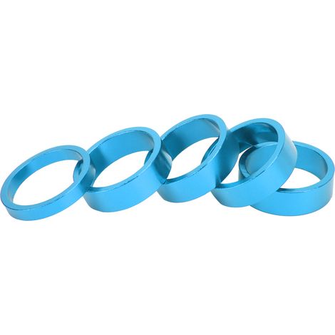 CANSUCC Lot de 5 Rondelles de Fourche VTT 28.6mm, Entretoises de Potence et Joints pour Direction, Bleu (1/5)
