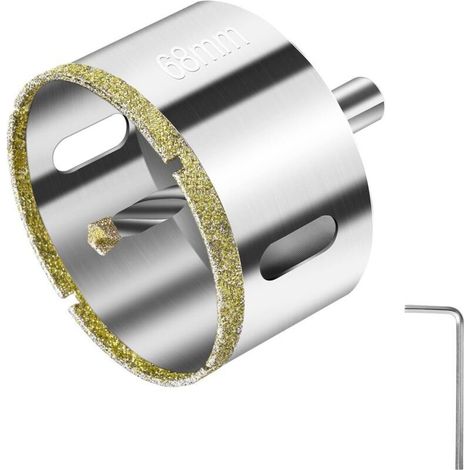Scie Cloche 68 mm, avec Foret Guidage Central, avec Revêtement de Surface en Diamant pour Coupe de Verre, Carrelage, Céramique, Marbre, Calcaire (1/5)