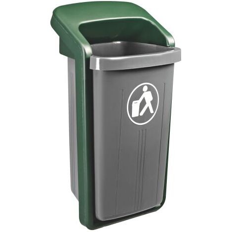 Corbeille murale 50 litres extérieur grise berceau vert
