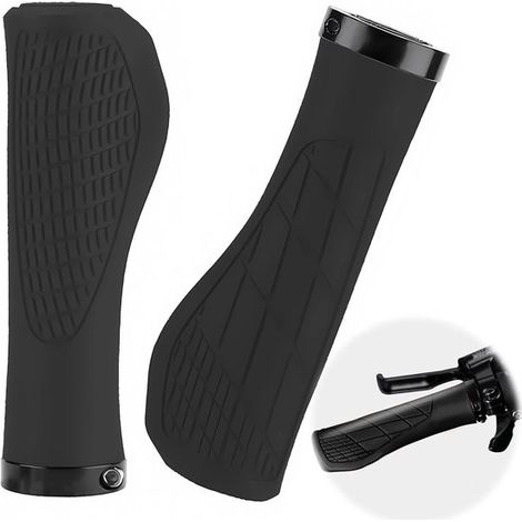 Puños para bicicleta,puños para bicicleta de montaña,puños ergonómicos para bicicleta,etc. (negro,diámetro del manillar 22,2 mm) (1/2)