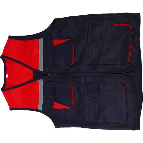 Gilet de travail réfléchissant à 4 poches, fermeture éclair bicolore, haute visibilité, avec bandes réfléchissantes, bleu violacé et rouge, taille XXL (1/5)