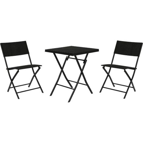 Table et chaise de jardin résine noire élégante - Noir résine tressée (1/5)