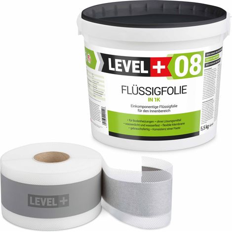 LEVEL+ Dichtset für Duschabdichtung Bad Dichtband Flüssigfolie 5,5kg SET11 (1/3)