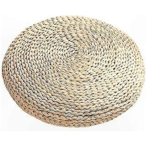 Coussin de Sol Rond pour Méditation et Détente, 30x30cm, Tapis en Paille Tatami pour Bureau et Futon (1/5)