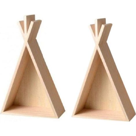 2 étagères tipi en bois 45 cm