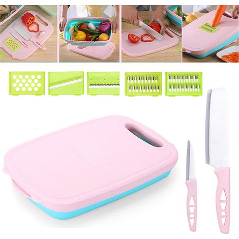 Affetta Verdure Manuale Tagliere Multifunzione 5in1 Pieghevole Coltelli Cesto (1/5)