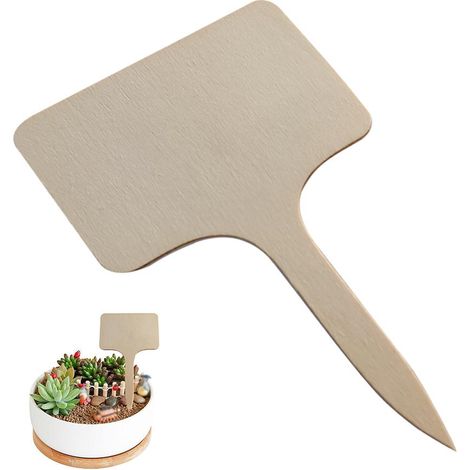 Étiquettes pour plantes en bambou en forme de T (1 à 100 pièces) - Panneaux en bois écologiques pour plantes de jardin (1/5)
