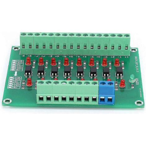 Module optocoupleur 8 canaux, convertisseur de signal PLC 12V vers 3.3V, fréquence de commutation 20KHz, carte d'isolation optique avec module de limite, pour automatisation industrielle. (1/5)