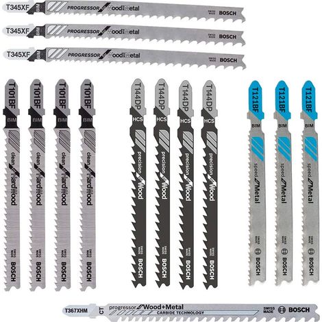 Set de 14 más 1 Hojas de Sierra de Calar Multi-Material BOSCH