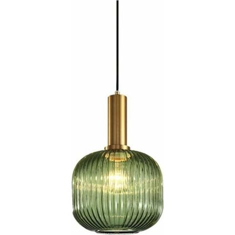 Suspension industrielle vintage, suspension de style rétro moderne, abat-jour en verre avec douille en laiton poli [Classe énergétique A++] (1/5)