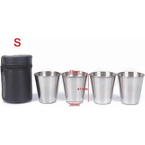 Ensemble de tasses de voyage 30 ml/70 ml/170 ml avec couvercle en acier inoxydable, tasse de camping, tasse à café et à thé, tasse à bière avec étui, vaisselle de plein air