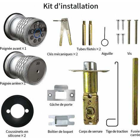Serrure intelligente BL20 nickel à empreinte digitale pour porte intérieure en bois réf 4488 820 g – Livraison gratuite