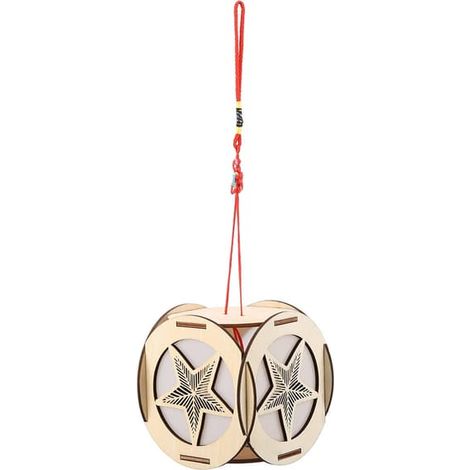 Lampe lanterne veilleuse en bois sculpté ajouré, délicate, ornée de nœuds chinois, décoration cadeau (1/5)