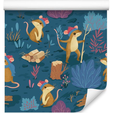 Papel pintado "Ratones alegres en el bosque" para salón y dormitorio, 50x1000 cm. (1/5)