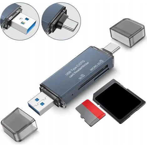 Lecteur de cartes en aluminium Zenwire YC-320 USB 3.0+C (1/5)