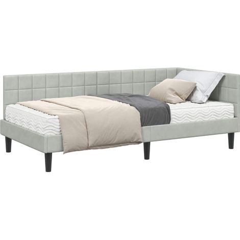 Maison Exclusive - Struttura Letto Angolare con Materasso 2 pcs Grigio chiaro (1/5)