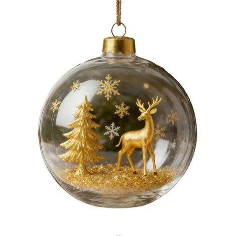 3D faune sauvage animal boule de Noël, transparent plastique suspendu boule décorative pour le sapin décoration de fête,C (1/5)