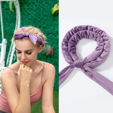 Bandeau à bigoudis sans chaleur pour femmes, ruban pour boucles sans chaleur avec chouchous, bigoudis à nœud papillon pour des boucles parfaites pour la nuit (1/5)