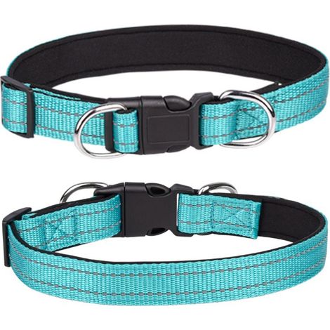 Collier pour chien, collier en nylon réglable réfléchissant classique avec rembourrage en maille souple et respirante avec housse de protection pour chiens de petite taille, de taille moyenne, de gran (1/4)