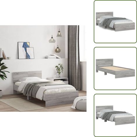Sommeil - vidaXL Cadre de lit sans matelas avec tête de lit 100x200 cm - Bois d'ingénierie (1/5)