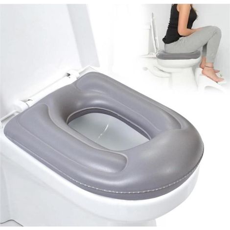 Coussin de siège de toilette gonflable avec ventouse, housse de siège de toilette réglable en hauteur, étanche, housse de siège de toilette pour adultes, handicapés, personnes âgées (1/5)