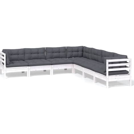Maison Exclusive - Muebles de jardín 7 pzas y cojines blanco made (1/5)