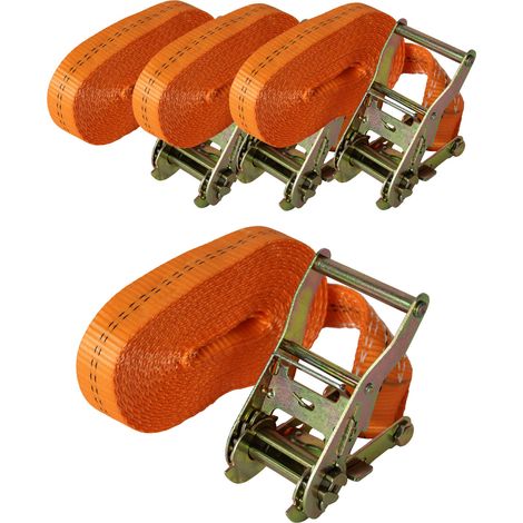 4x Profi Ratschen Spanngurt Spanngurte Zurrgurt 1-tlg 6m 2t 2to 2000kg TÜV/GS ORANGE (1/4)