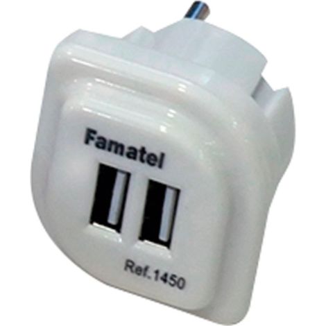 Adaptador 2 usb-a 2,1a 5 v blanco, blister (1/2)