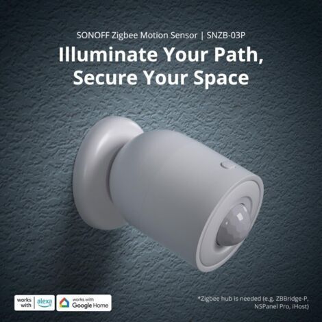 NALOOKAMIC SONOFF SNZB-03P Détecteur de Mouvement ZigBee, Detecteur ZigBee 3.0 Sans Fil, Détection 5 Secondes, Scène Intelligente, SONOFF Zigbee Bridge Requis, Piles Incluses, Compatible avec Alexa/Go (1/3)