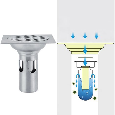 Rejilla para fregadero de cocina, ducha y baño resistente a los olores, de acero inoxidable grueso, extraíble, 9,8 cm, color plata, 223 g (1/5)