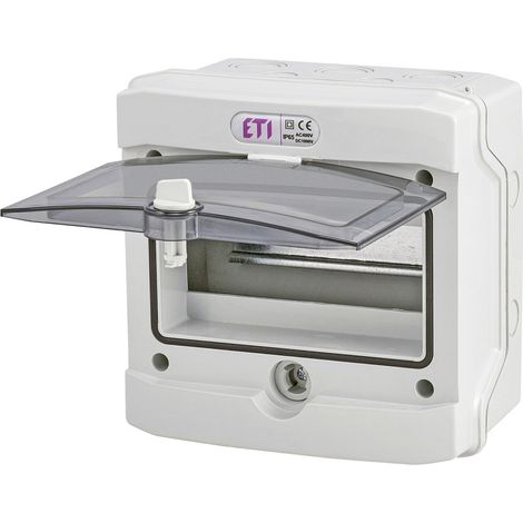ETI Aufputz-Feuchtraum-Kleinverteiler 8 TE grau mit Tür, IP 66 Anschlussdosen & Gehäuse