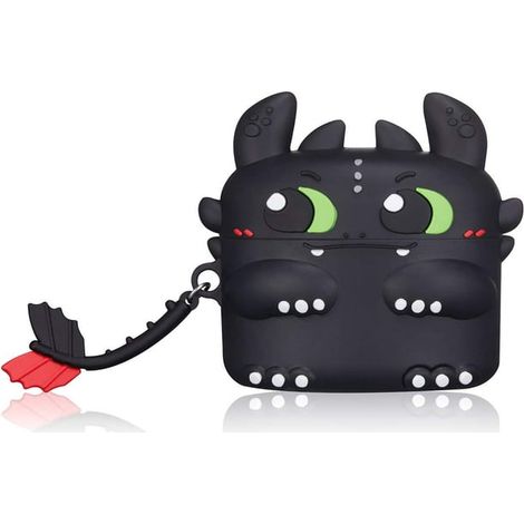 Étui pour AirPods Pro/3, silicone drôle et design cartoon, mignon 3D mode personnage cool pour enfants ados filles, coque protectrice douce avec mousqueton AirPod 3 [Noir Dent] (1/5)