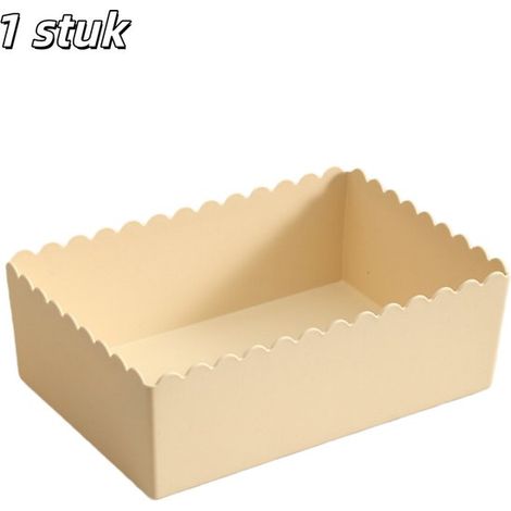 Caja de almacenamiento de escritorio para cosméticos y artículos de oficina, color blanco roto, 22 x 15 x 7 cm. (1/5)