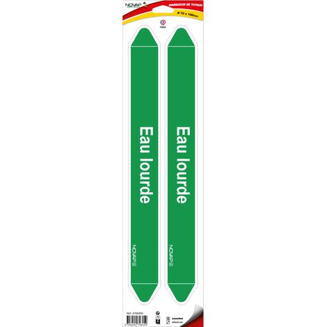 Planche de 2 marqueurs de tuyauterie 450 x 52 mm pour Ø 70 à 100 mm - Eau lourde - 4706450 (1/2)