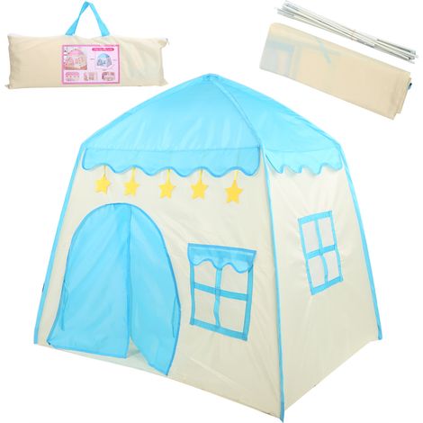 Tente de jeu pour enfants, maisonnette, château de princesse, tipi d'intérieur/extérieur, jouets pour chambre d'enfant, bleu (1/5)