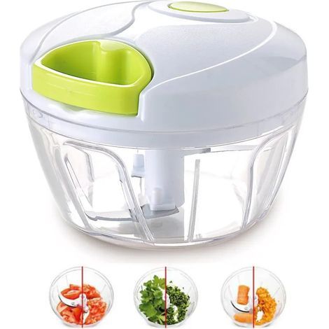 Manueller Zerkleinerer für Gemüse, Obst, Nüsse und Zwiebeln, handbetriebener Fleischwolf, Mixer, Küchenmaschine (1/5)