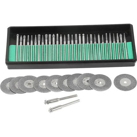Beyamis 30 fraises diamantées, 10 lames de scie, disques de coupe, 2 mandrins, accessoires pour outils rotatifs (1/5)