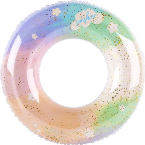 Bouée de Natation Rétro en PVC Épaissi, Anneau Gonflable Rayé avec Paillettes Style Encre de Chine, Bouée de Sauvetage Axillaire pour Adultes et Enfants, Accessoire de Plage et Piscine (90 cm)-lsw