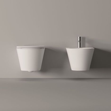Water Hide Round sospeso senza brida (rimless) cm. 57x37 bianco (1/4)