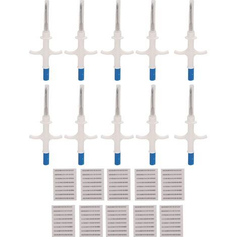 Lot de 10 micropuces RFID pour animaux, 1,4 x 8 mm, conformes aux normes ISO 11784 et 11785. (1/5)