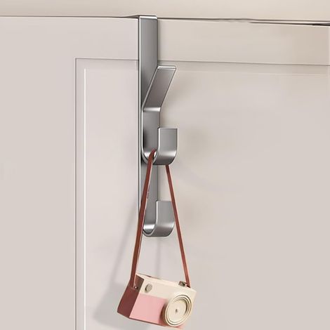Porte-serviettes Pour Porte - Crochet En Acier Carbone De 19 Cm - Pour Serviettes Tabliers Et Articles De Salle De Bain Cuisine Chambre - Lot De 3 Gris (1/5)