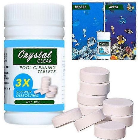 100 comprimés de chlore pour piscine, produits chimiques flottants pour jacuzzi, contrôle antibactérien durable et sans danger (1/3)
