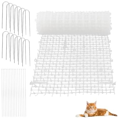 Grille d'épines en plastique - 30 x 400 cm Avec 12 pointes Pour chiens, chatons, animaux sauvages Blanc