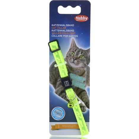 Nobby – Collier pour chat Neon – Jaune fluo, nylon, avec clochette, 20 à 30 cm (1/2)