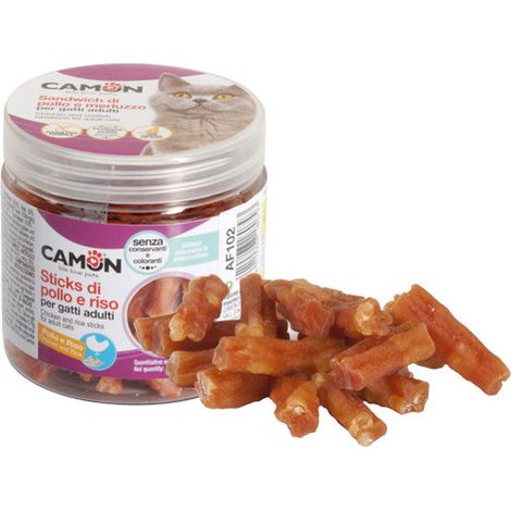 Snack para gatos Camon Stick Pollo y Arroz 60g – Con taurina, sin gluten, 6 piezas