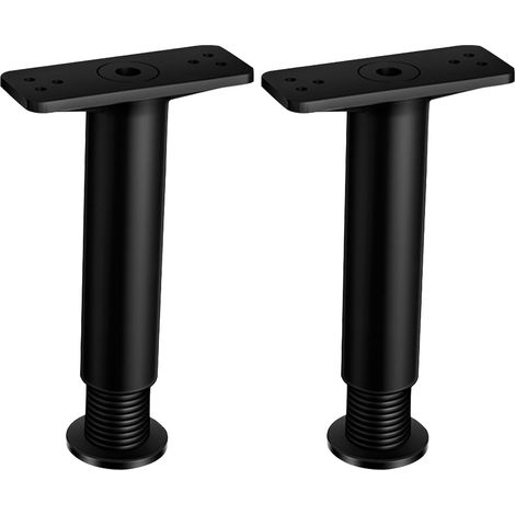 Pieds de Soutien Réglables Protège Sol et Meubles Hauteur Ajustable 15-25cm Lot de 2 Pièces pour Cadre de Lit en Plastique-Acier Noir pour Matelas et Lit (1/5)