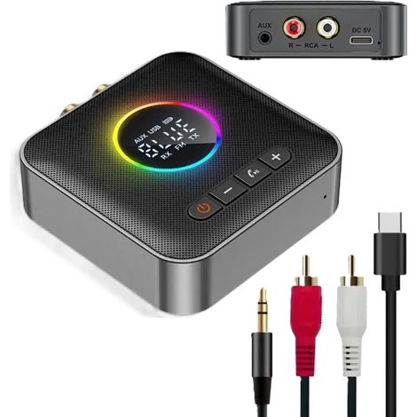 Émetteur et récepteur Bluetooth 5.4 2 en 1 – Adaptateur Audio sans Fil HiFi (3,5 mm) pour chaîne stéréo, Voiture, téléviseur, etc. (1/5)